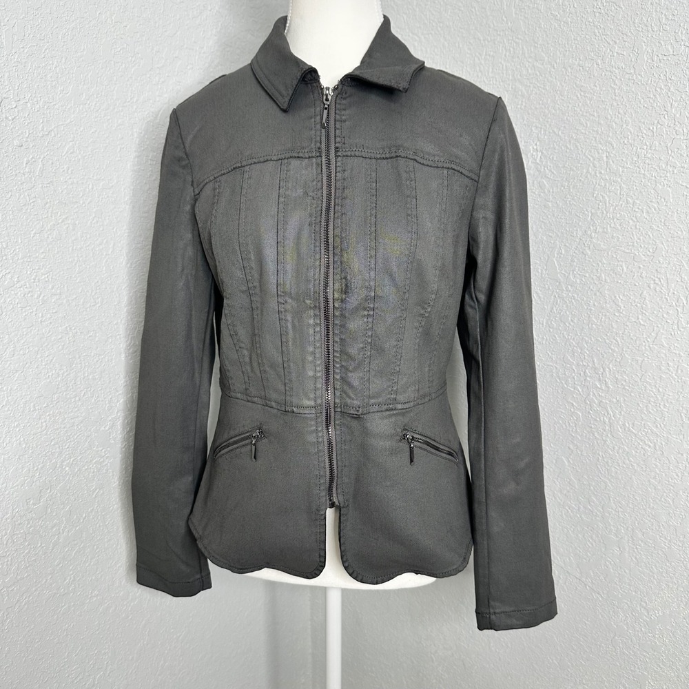 NWOT WHBM Gray‎ Moto Jacket Womens Zip Up Size 6
